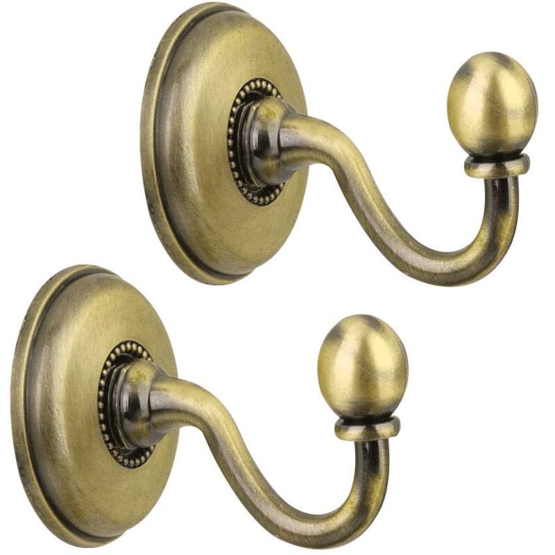 2Pcs Crochets Ronds Vintage en Alliage, Crochets Embrasse à Rideau, Crochet Mural Embrasses à Rideaux avec 4 Vis pour Suspendre Les Rideaux, Chapeau,