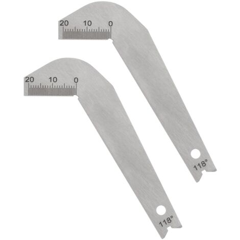 CCYKXA 2pcs Drill Bit Angle Gauges 118 Degree Drill Sharpening Gauge Stainless Steel Angle Measuring Gauge