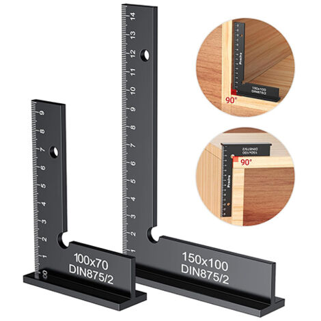 CCYKXA 2pcs Precision Right Angle Block Ruler with Scale, Aluminum 150x100mm +100x70mm Metal Carpenter Square for Machine Set Up and Laboratory Use
