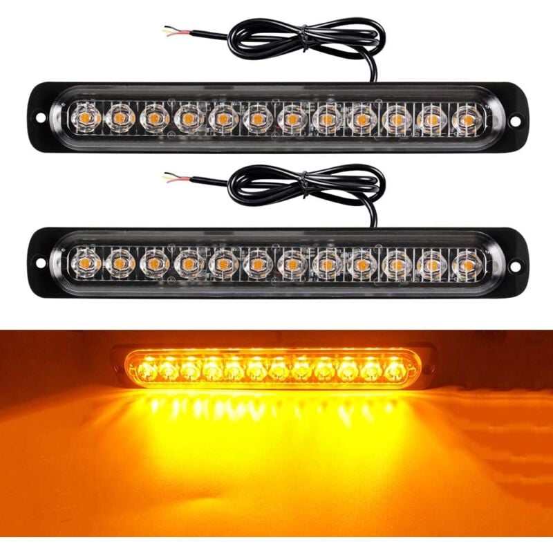 Ccykxa - 2x 12LEDS Led Stroboscope Voiture Avertissement D'urgence Lumières Strobe Voyants D'avertissement Bar Lumière de Mode de Clignotant Moto