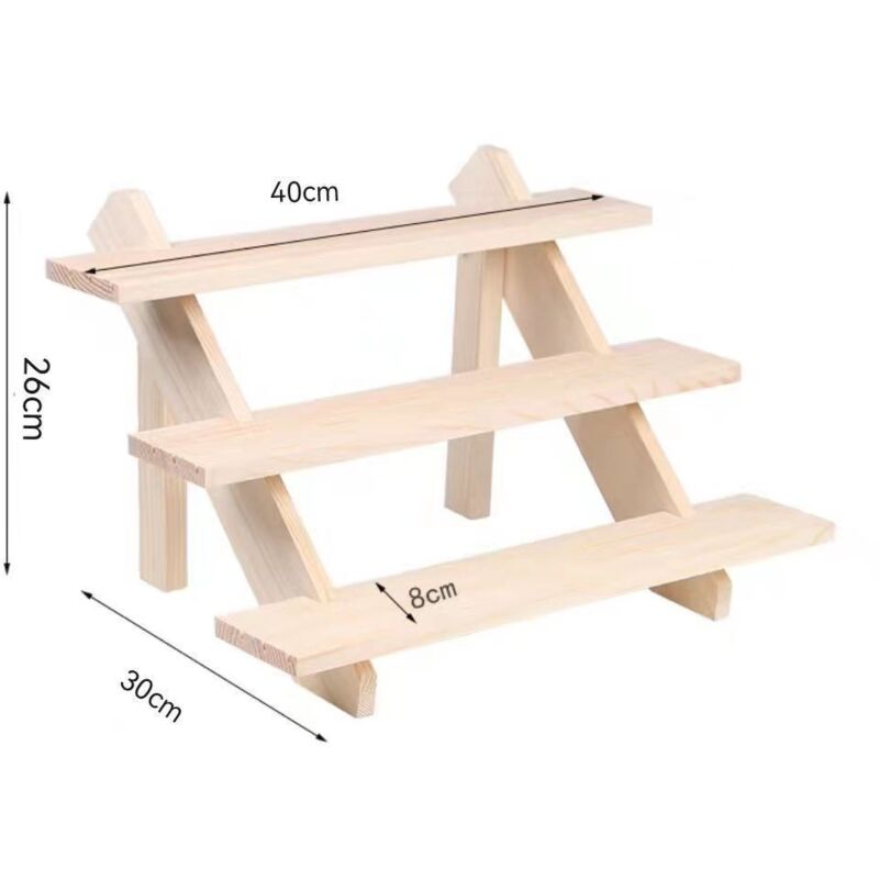 Ccykxa - 3 Niveaux Présentoir en Bois Porte-Boucles D'Oreilles et Porte-Bague Détachable en Bois Non Fini Présentoir Carte Bijoux avec Rainure pour