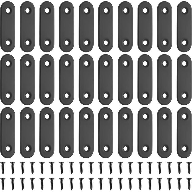 CCYKXA 30 Pcs Flat Assembly Plates, Flat Connectors, Flat Perforated Metal Assembly Tabs, Perforated Plate, Stainless Steel Fixing Bracket,
