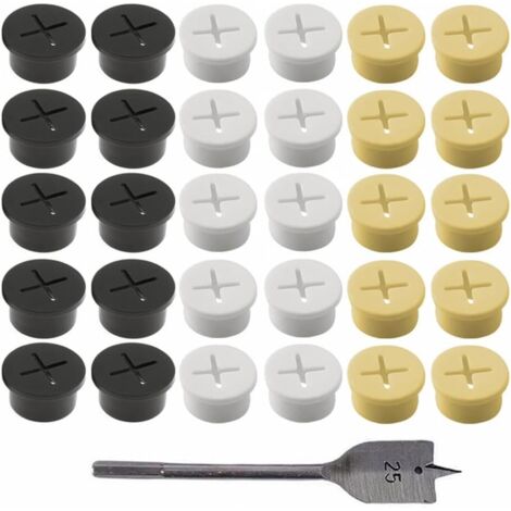 CCYKXA 30 Pieces Flexible Silicone Cable Grommets Cable Hole Cover Office Cable Grommets with 1 Drill Rubber Wire Grommet Supplied Silicone Cable Grommet for Office 25mm 3 Colors