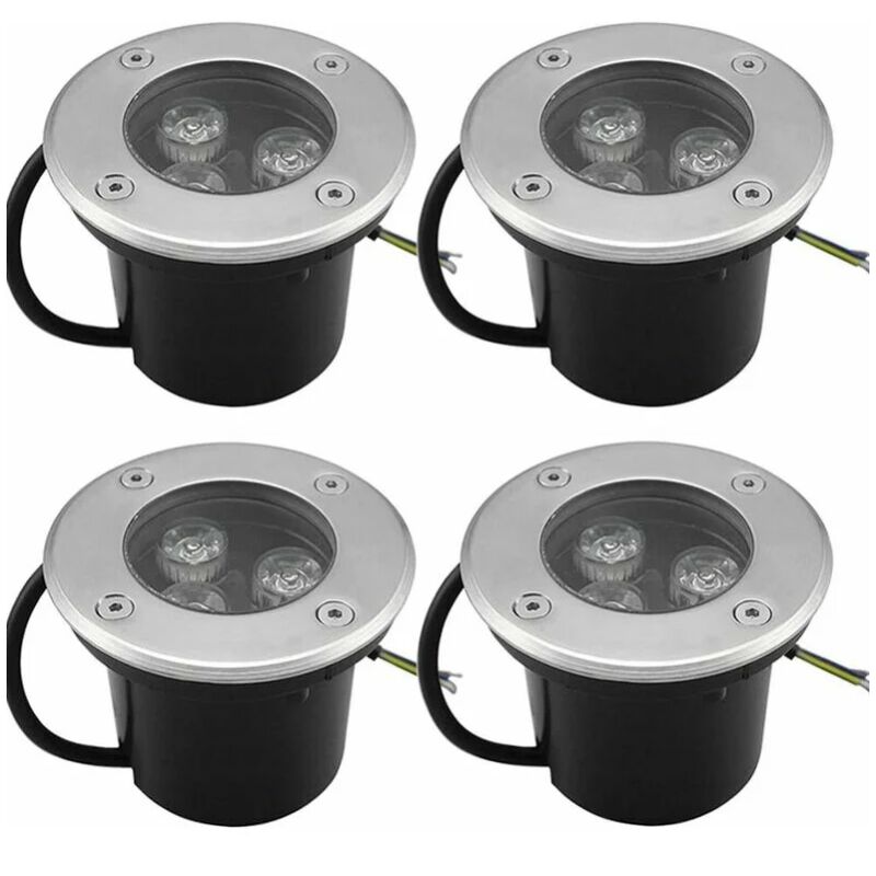 4 pack Blanc Chaud 3W IP65 Spot led Encastré Extérieur 270 Lumen Rond Led Terrasse Downlight Lampe D'éclairage De Jardin Extérieur, pour Jardin