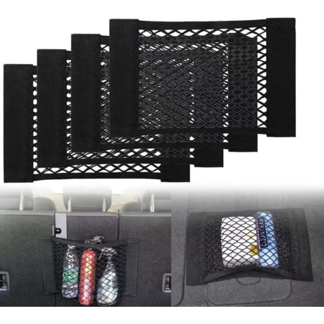 Lot De 2 Filets De Rangement Pour Voiture - 20 X 8 Cm, Noir, Maille élastique | Pour Téléphone, Cartes, Petits Objets - 9