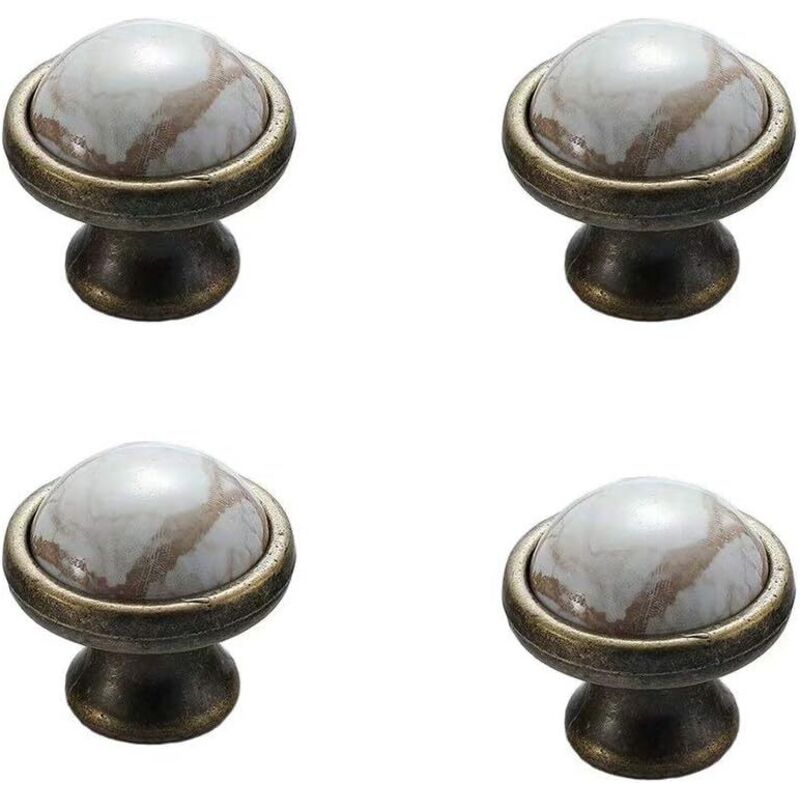 Ccykxa - 4 Pcs Ceramic Door Knobs, Vintage Chic Style Cabinet Drawer Pulls Handles, Bronze/Marble