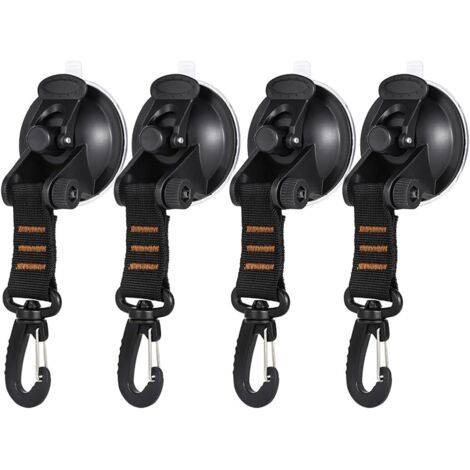 CCYKXA 4 Pcs Suction Cup Anchor with Tie Down Hook Fixing, Suction Cup Car Hook, Car Side Tents Camping Tarp Accessory, for Car Boat Camping Tent Luggage(Orange)