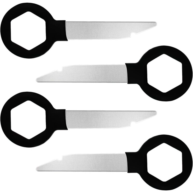 CCYKXA 4-Piece Car Radio Removal Key Set, Car Stereo Removal Keys, Universal Car Radio Trim Removal Tools, Solid Stainless Steel (Black, 78mm)