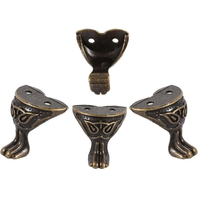 4 pièces Petit Pied d'Angle décoratif pour Boîte à Bijoux,Petit Pied d'angle décoratif en pour boîte à bijoux,Pieds de boîte en Laiton Antique avec