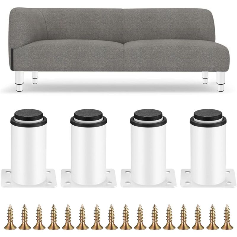 Ccykxa - 4 Pièces Pieds de Meubles Réglables, Pieds de Table en Métal Blanc Pieds Réglables en Hauteur 0-40 mm, Pieds de pour Meuble Cuisine,