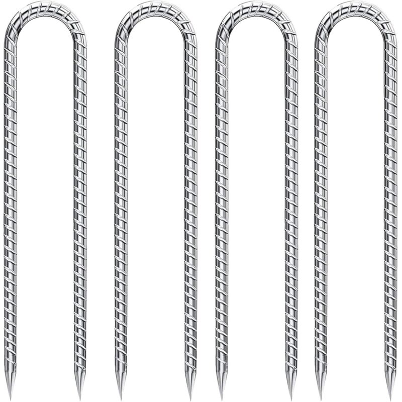 CCYKXA 4 Pièces Piquets de Fixation Crochet en U Piquets d'ancrage au Sol en Acier Galvanisé, Heavy Duty Ground Stakes, Plantes de Nails Staples,