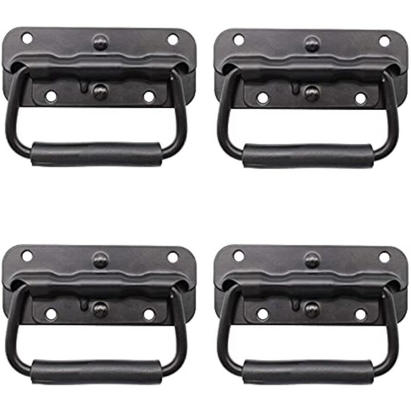 CCYKXA 4 Pièces Poignée de Boîte, Poignée Pliante Métal, Poignée de Boîte Noire, Poignée de Boîte à Ressort, Poignée de Remplacement pour Boîte à