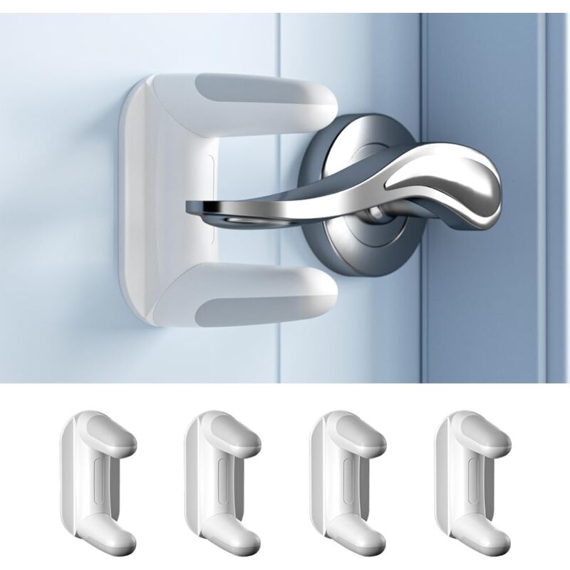 4 Pièces Serrure de porte de sécurité pour bébé, serrure de poignée de porte de protection pour enfants, interrupteur invisible pour empêcher les