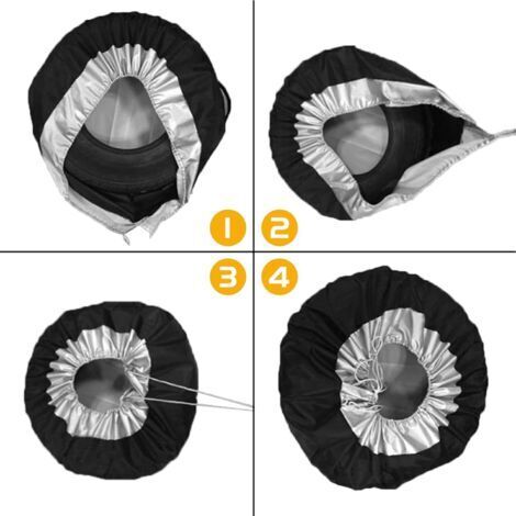 CCYKXA 4-teiliges Reifenschutzset für 6537 cm Reifen, Reserveradabdeckung, Aufbewahrungstasche, Polyester-Reifentragetasche für 4 Jahreszeiten, Reifenschutzabdeckungen