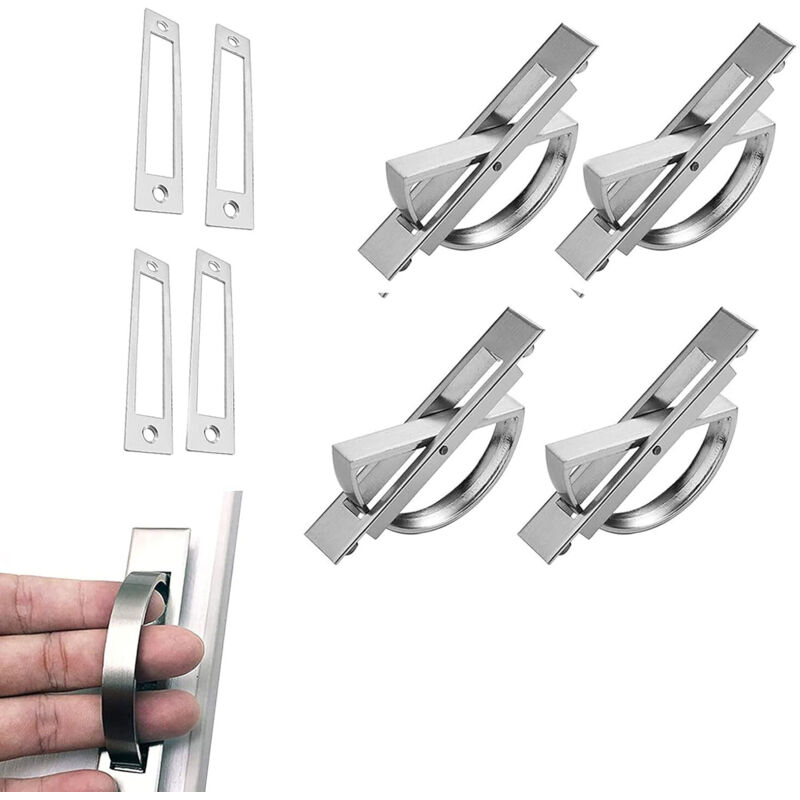 4pcs 180 °rotative à Poignée de Porte Encastrée Poignée dissimulée Tatami Poignées Cachées en Alliage de Zinc pour tiroirs, armoires, coiffeuses, etc