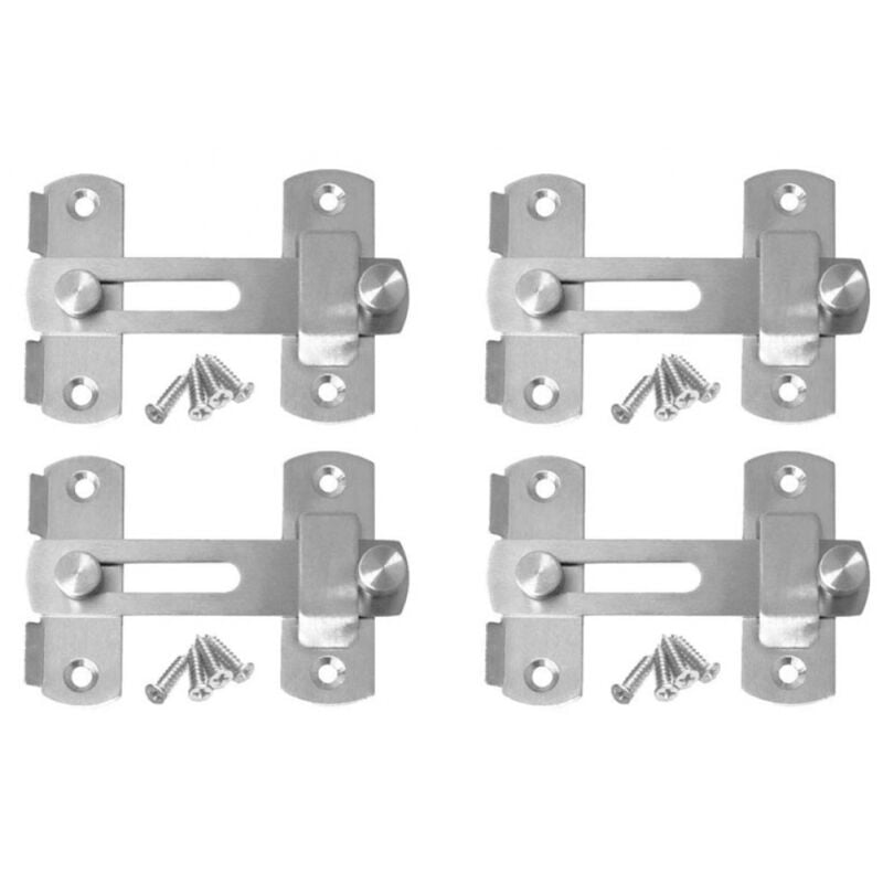 Ccykxa - 4pcs Loquet à Bascule Porte Coulissante en Acier Inoxydable Verrou de Porte Barre de Loquet Sécurité Serrure Pour Porte Fenêtre Meubles