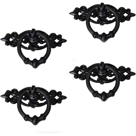 CCYKXA 4Pcs Retro Drawer Pulls Antique Style Kitchen Cabinet Cupboard Drawer Handles Vintage Handles with Screws 64x47mm Black