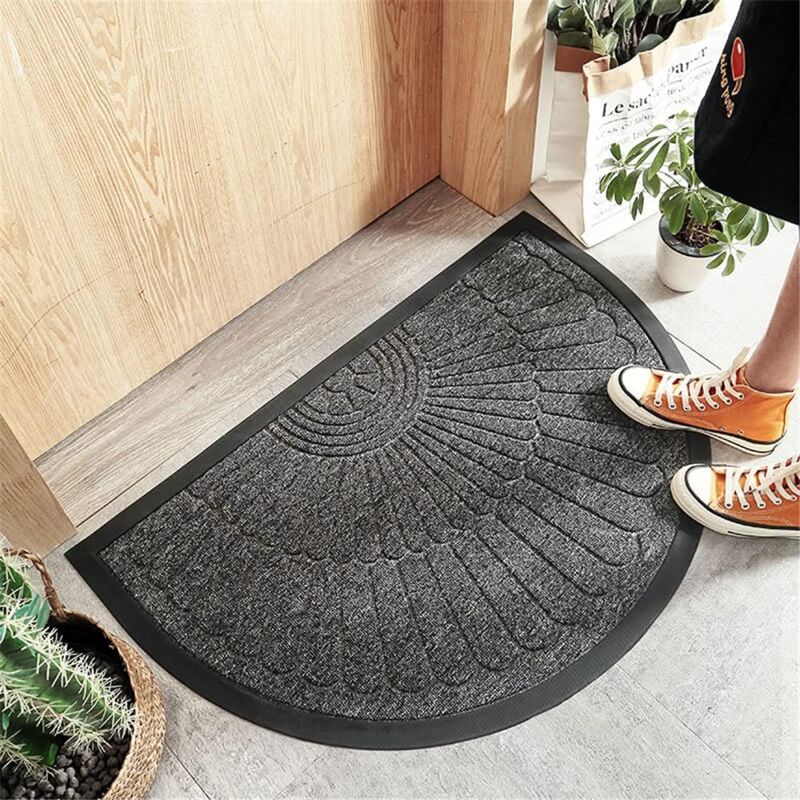 CCYKXA (50 80CM,Gris foncé)Tapis de Porte Demi-Rond, Doux Antidérapant Tapis Entrée Intérieur Lavable Tapis Paillasson pour entrée de la Cuisine,