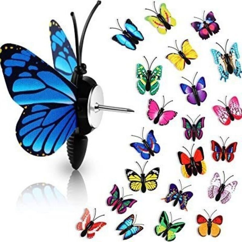 CCYKXA 50 Decorative 3D Butterfly Push Pins - Butterfly Decoration Set of Colorful Pins for Cork Board, Wall & Desk - Photo, Card, Calendar Mounting