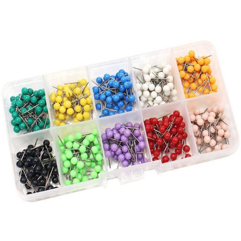 CCYKXA 500 Pieces Multicolored Map Push Pins - Plastic Head Push Pins for Marking, Cork Boards, Home Decor