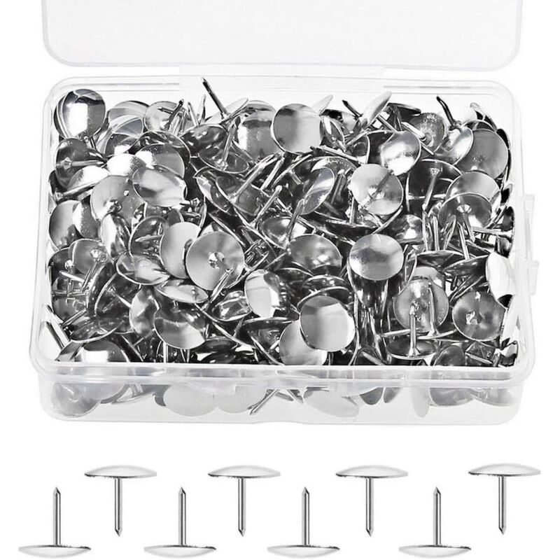 CCYKXA 500 Pieces Push Pins, 9.5 mm Round Wall Tacks, Pins and Tacks for Office or DIY Decoration (Silver)