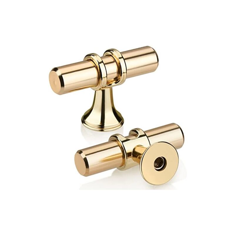 50×12×35) Lot de 10 Doré t Bouton Tiroir, Moderne Élégant Or Poignée Meuble Cuisine Alliage de Zinc Unique Trou Poignée Porte Armoire pour Cuisine,