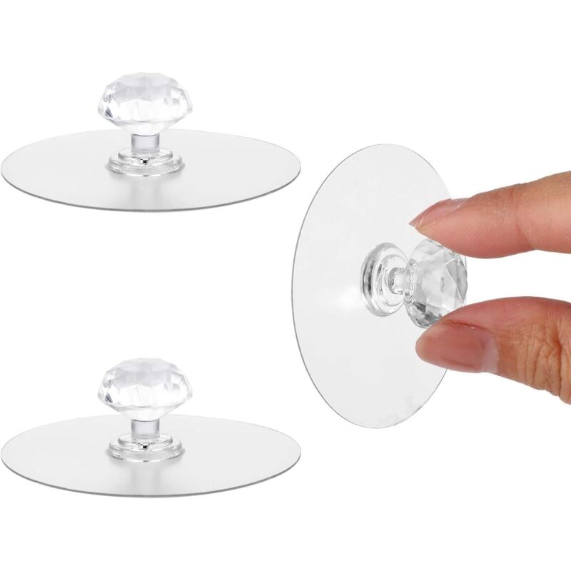 CCYKXA 5cm Lot de 2 boutons de tiroir transparents en forme de diamant pour armoire cuisine salle de bain commode meubles porte fenêtre autocollants