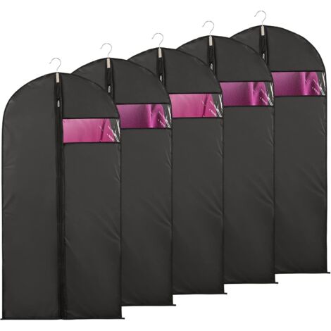 CCYKXA 5pcs Clothing Covers Transparent Window Visible Suit Jacket Cover Dustproof Waterproof Mite Moisture 60x100cm Black