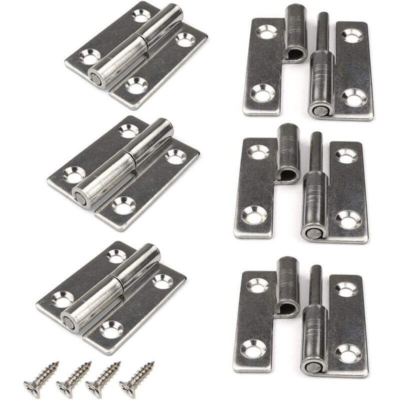 Ccykxa - 6 Pack 1.5' Detachable Door Hinges 304 Stainless Steel for Interior and Exterior Doors