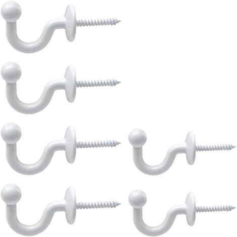 CCYKXA 6 Pcs Embrasses Rideaux Crochets U Blanc Crochet d'Arrimage Rideau à Tête Ronde avec Tubes d’Expansion Plastique pour Accorcher Rideaux Vêtements Clé, Comprend Un Manchon de Fixation