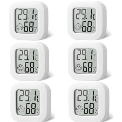 CCYKXA 6 pcs Mini thermometre interieur maison-termometro higrometro digital Fonction ℃ / ℉,Moniteur Température Termometre Maison -50 ℃  70 ℃, 10%  99% RH Convient pour Maison, Bureau (batterie inclu