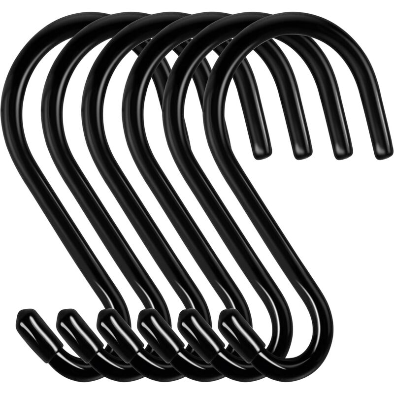 CCYKXA 6-Piece S-Hook Set, Stainless Steel S-Shaped Hooks - 14cm - Load Capacity up to 10kg - For Kitchen, Bathroom, Bedroom, Office