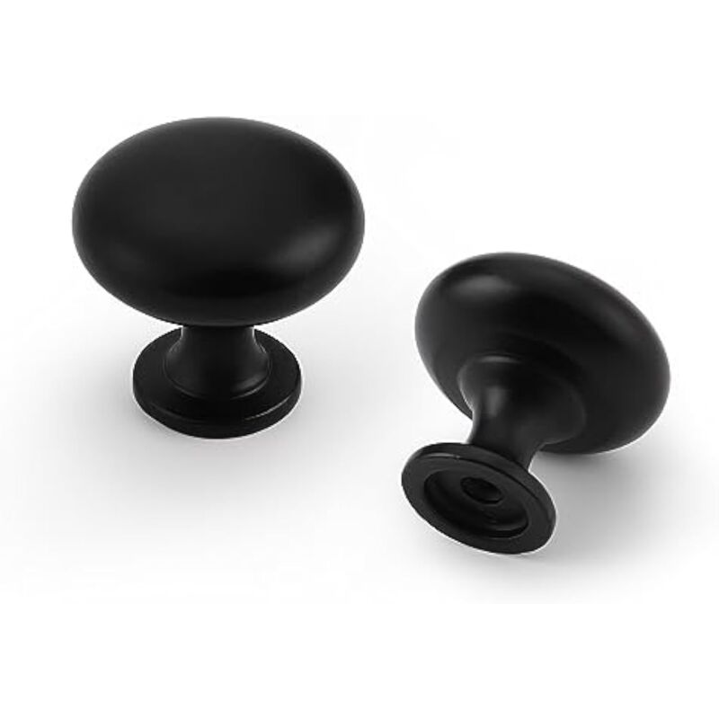CCYKXA 6 Pièces Bouton de Meuble, Tiroir de Poignée avec 2 Vis de Taille, Noir Meuble Poignées, Poignées de Tiroir Rondes, Boutons de Porte pour