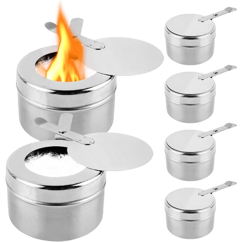 Ccykxa - 6 Pièces Brûleur à Alcool Acier Inoxydable, Réchaud à Alcool, Brûleur d'alcool, Brûleur d'alcool pour Fondue, Récipients à Pâte Combustible,