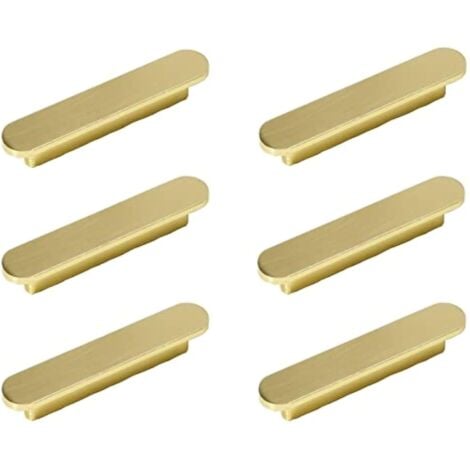 CCYKXA  - 6 tiradores dorados de latón cepillado para armarios de cocina, distancia entre centros de 64 mm.