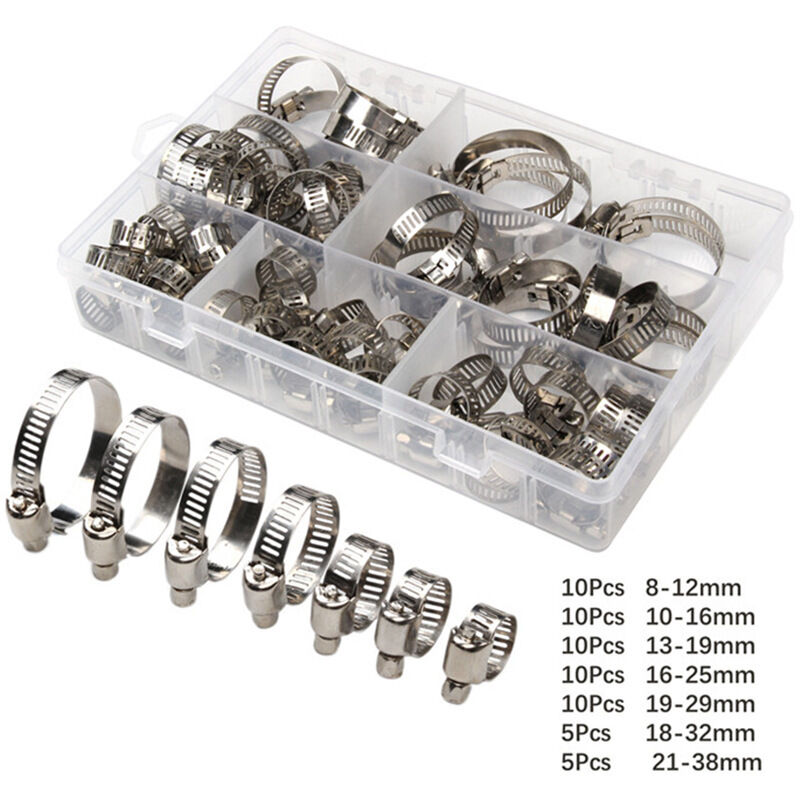 Image of 60Pcs/8-38mm Adjustable Hose Clamps, Hose Clips,&hellip;