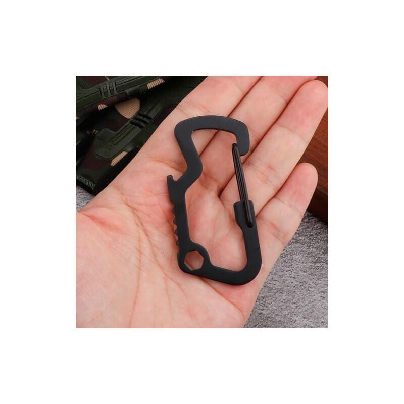 Ccykxa - 66 × 32 × 2 mm) Mosquetones pequeños, Mosquetón pequeño, Clip para llavero de acero inoxidable con abridor de botellas Mosquetón de metal