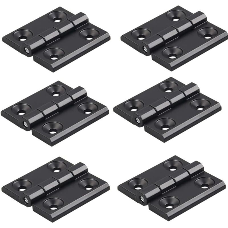 Ccykxa - 6pcs Black Zinc Alloy Hinges 40x40mm Aluminum Profile Hinges Installation Kit for 2020 6mm Aluminum Extrusion Profile