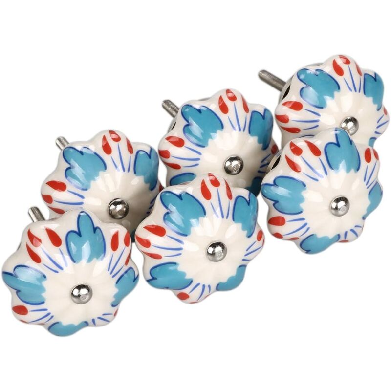6pcs Bouton de Meuble Bouton Porte Bouton Tiroir Placard Armoire Poignée de Meuble céramique vintage peint Chili - Ccykxa
