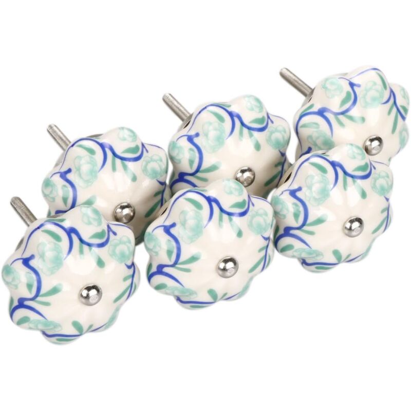 6pcs Bouton de Meuble Bouton Porte Bouton Tiroir Placard Armoire Poignée de Meuble céramique vintage peint Étoile à cinq branc - Ccykxa