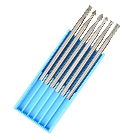 CCYKXA 6pcs Engraving Bits Set - Tungsten Steel Rotary Burrs for Professional Micro Carving - DIY Woodworking - 2.35mm Shank - L