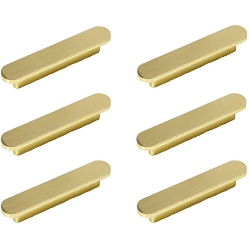 6pcs poignées Laiton Brossé Poignee de Meuble Cuisine Or -poignées de placard Poignée de Meuble en Laiton Brossé Entraxe 64mm - Ccykxa