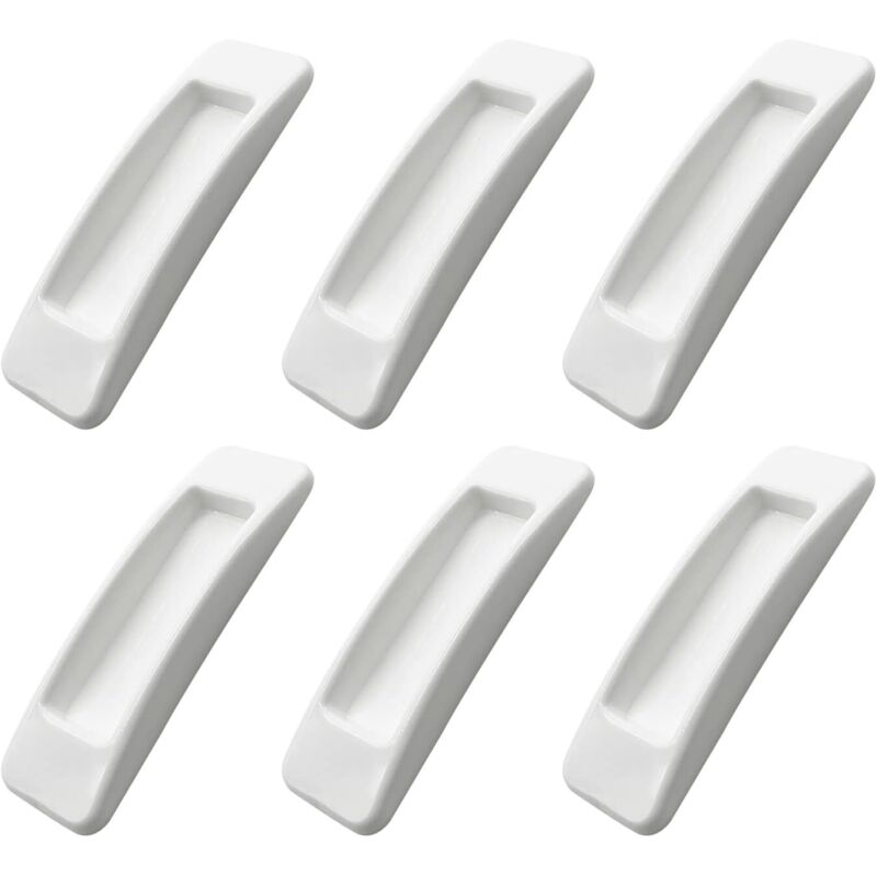 CCYKXA 6 Pack Self Adhesive Sliding Door Handles with Double Sided Adhesive Tapes for Cabinets, Windows, Refrigerators, Drawers, Glass Doors (White)