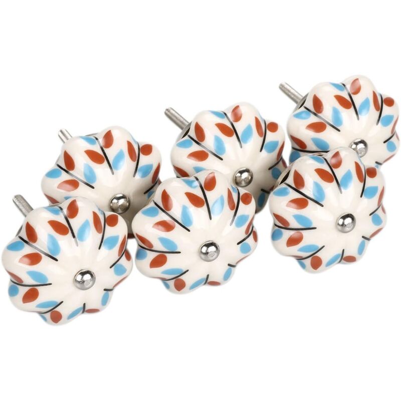 6x Bouton de Meuble Bouton Porte Bouton Tiroir Placard Armoire Poignée de Meuble céramique vintage peint Feuille d'érable - Ccykxa