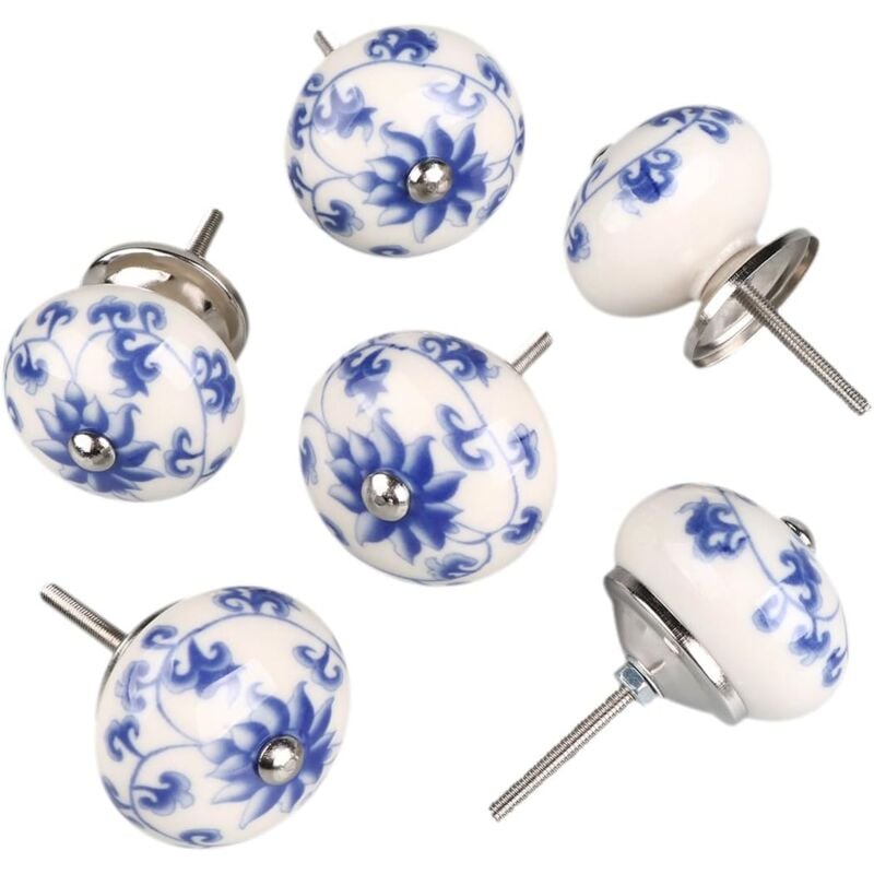 CCYKXA 6x Bouton de Meuble Bouton Porte Bouton Tiroir Placard Armoire Poignée de Meuble vintage céramique peint Fleur