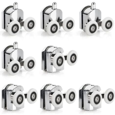 CCYKXA 8 pcs Porte de Douche Coulissante Roulette Porte Coulissante Douche en Alliage de Zinc 23 mm de Diamètre Roues Jumelées de Rechange pour Salle de Bain