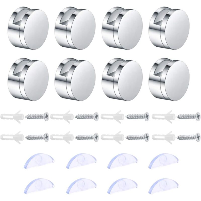 CCYKXA 8 Sets Bathroom Glass Clips, Mirror Mounting Brackets, Zinc Alloy Glass Mirror Clips for Wall Mirrors, Glass Wall Shelves