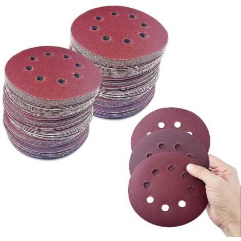 CCYKXA 80 Pcs Sanding Discs, Professional 125mm Sandpaper 8 Holes, Sanding Discs for Random Orbital Sanders, for Polishing, Rust Removal Grit Size 40/60/80/100/120/180/240/320