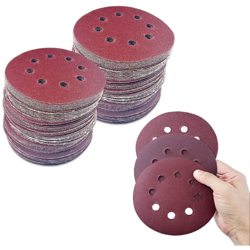 CCYKXA 80 Pcs Sanding Discs, Professional 125mm Sandpaper 8 Holes, Sanding Discs for Random Orbital Sanders, for Polishing, Rust Removal Grit Size