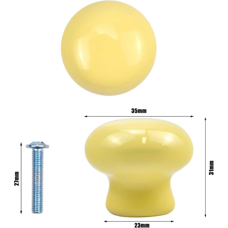 8pcs Boutons Porte pour Enfants, 35 mm Boutons D'armoire Ronds, Bleu Céramique Boutons de Placard, Poignées Tirage de Meubles avec Vis pour Tiroir,